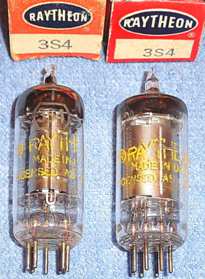 2 NOS Raytheon 3S4 Vacuum Tubes - Audio Power Pentodes for Vintage Radios
