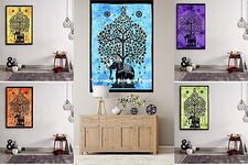 Elefante Indiano Albero Vita Arazzo Cotone Tavolo Cover da Parete Poster Decor