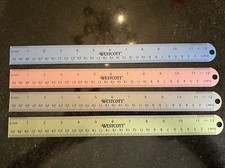 Lot Of 4 Westcott 12"Anodized Aluminum Ruler 14174-012 Green, Pink,blue,Silver