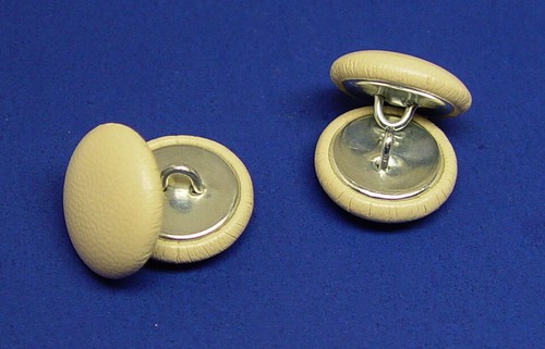 Genuine leather buttons 4 Made in USA 20mm light beige/cream tone leather button - Picture 4 of 8