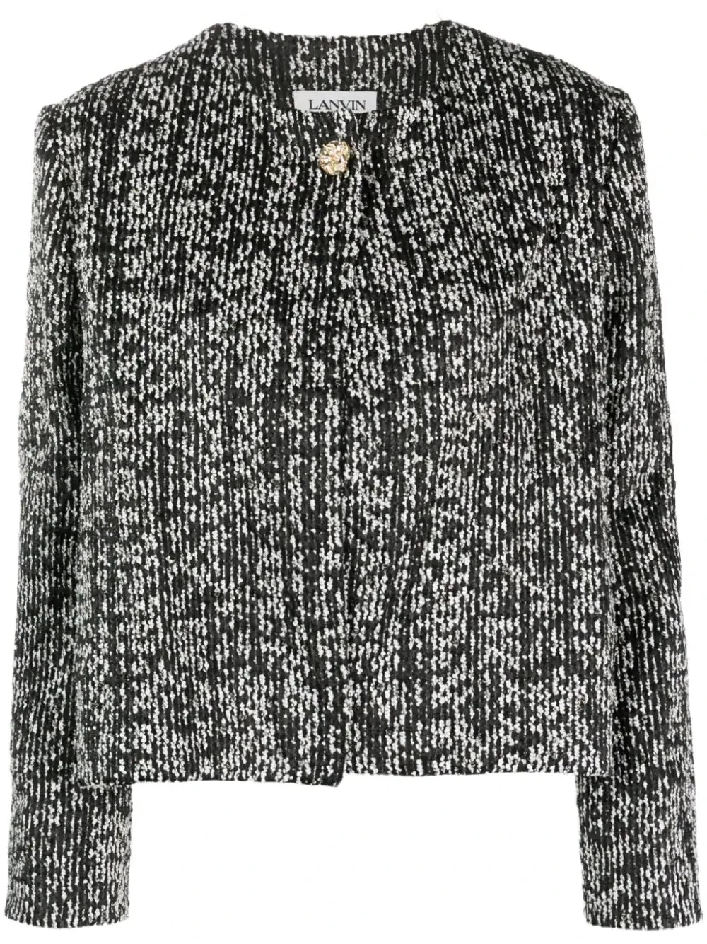 Lanvin — Lanvin Cropped Tweed Jacket - Black/White SZ 42