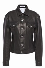 Helmut Lang Black Trucker Leather Jacket Large (uk 12)