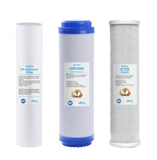 10x2.5 Inch 5 Micron Sediment, Granular Activated Carbon (GAC) Water Filter 3pc