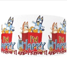 1.5 INCH Bluey GROSGRAIN RIBBON Hair Bow Supplies Fast food Friends Dog 1253679