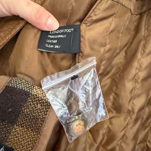 London Fog Men’s Leather Jacket L ~ Wool Lined Rancher Barn ~ Brown Suede - Picture 7 of 9