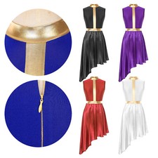 Women's Praise Liturgical Dresses Shiny Lyrical Dancewear Worship Dance Costume