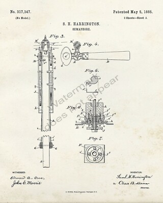 Manually Operated Railroad Semaphore Shanty Patent Print - Sheet 2 - Retro Look
