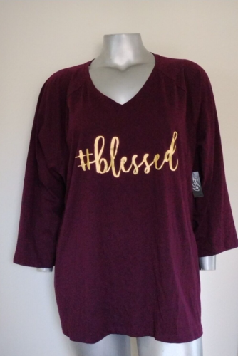 NWT City Streets Shine Gold "#BLESSED" Graphic TOP T~SHIRT Size 5X Raglan Sleeve - Picture 1 of 17