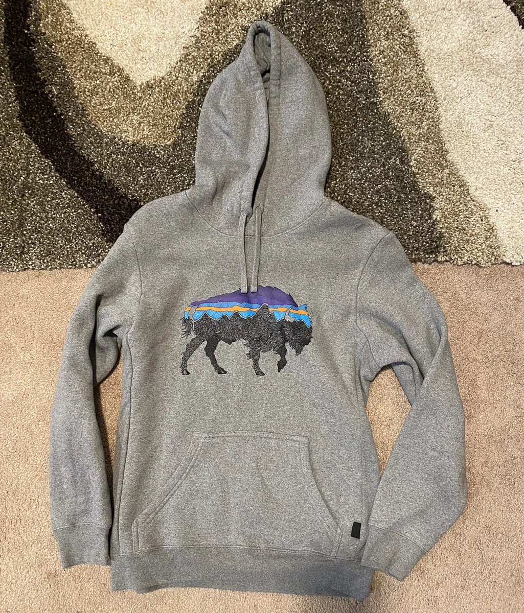 Patagonia Pullover Hooded Sweatshirt Buffalo Mens Size S Grey Color! | eBay