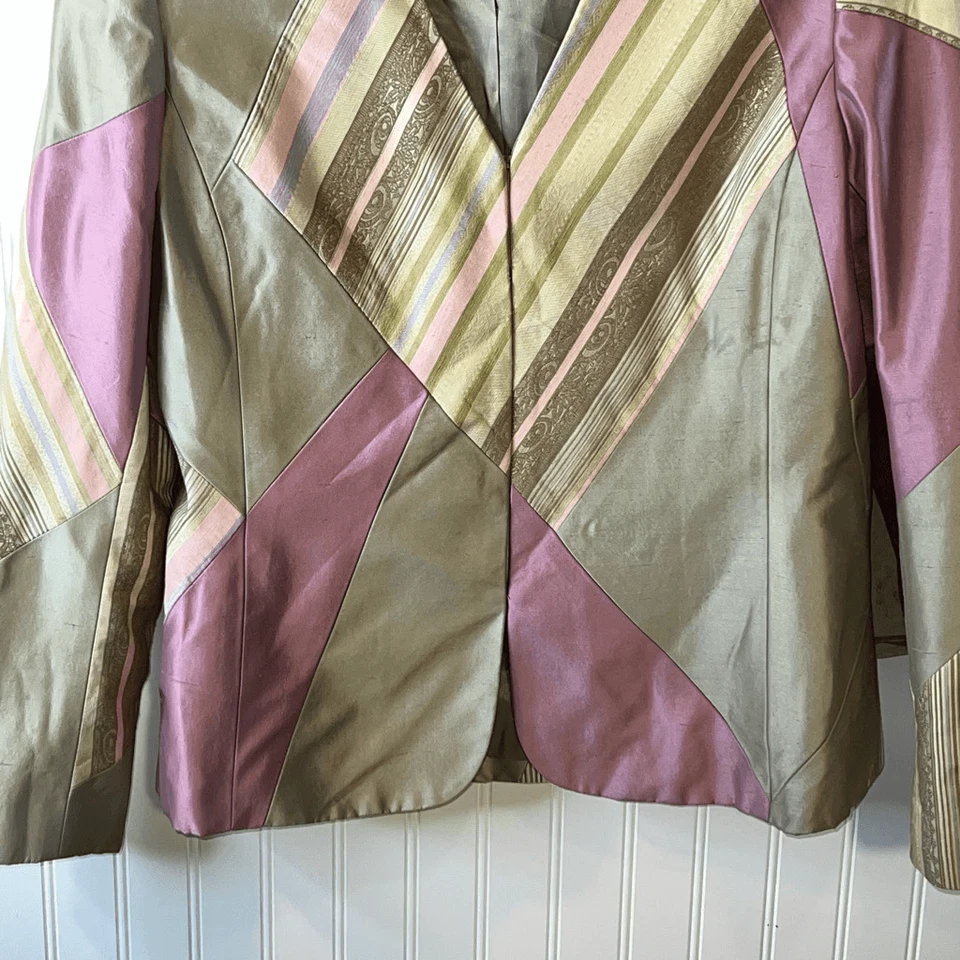 Винтажный Dana Buchman шелковая смесь юбка костюм женщин размер 12 желтовато-коричневый многоцветный офис - Изображение 3 из 4