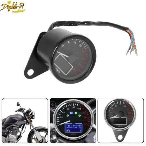 Motorcycle Retro Digital Speed Meter Odometer Tachometer Gauge Motorcycle 12V - Image 3 of 4