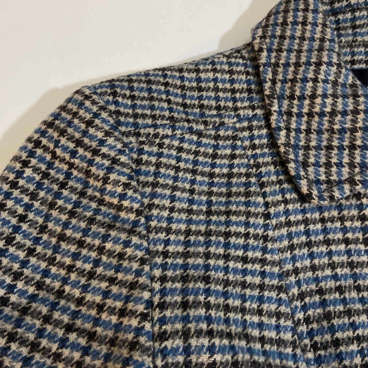 BANANA REPUBLIC Womens Jacket Sz 0 Blue Multi Houndstooth Pea Coat