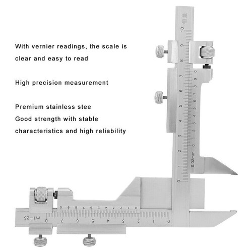 M1-26 Carbon Steel Gear Tooth Vernier Caliper Thickness Gauge Tool Kit 0.02mm - Picture 4 of 10