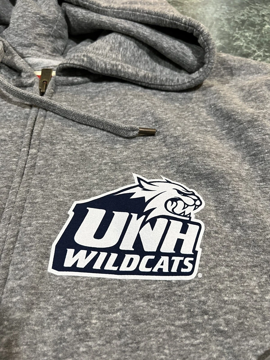 New Hampshire UNH Wildcats Hockey Full Zip Gray Hoodie Sweatshirt