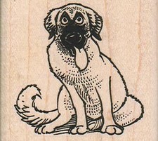 Leaning Dog 2 1/4 x 2" Rubber Stamp, Dog Stamp, Dog Lover Stamp