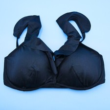 Victorias Secret 34DD Black Underwired Padded Ruffle Straps Push-up Bikini Top