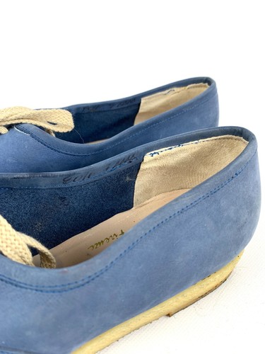 Boutique Salvatore Ferragamo Women's Leather Shoes Gum Sole VTG Blue Flats READ - Picture 3 of 13