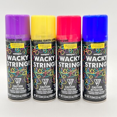 New, Lot of 4 Unique Wacky String! 2.5oz Bottle Purple, Yellow, Red, Blue