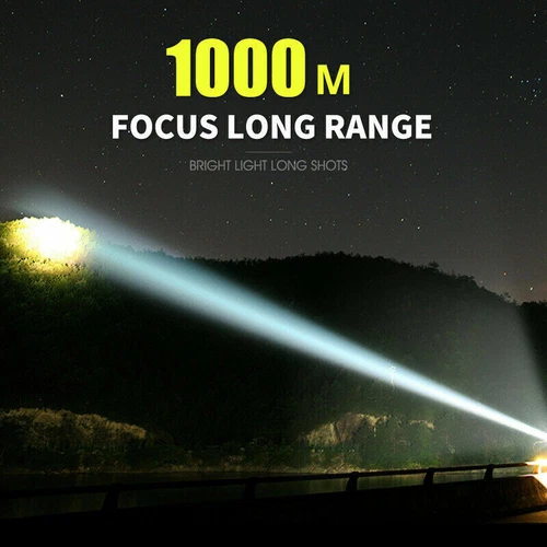 1200000LM LED Flashlight Tactical Light Super Bright Torch USB Rechargeable Lamp - Picture 3 of 9