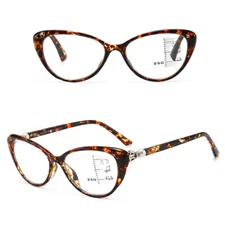 Women Cat Eye Progressive Multifocus Anti-blue Light Retro Reading Glasses New