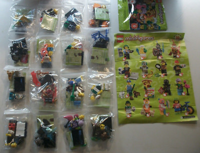 (L21) Satz LEGO   71025 Minifiguren Serie 19 alle  16 Figuren + 16 Zettel