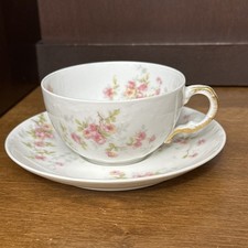 Theodore Haviland Limoges Tea Cup & Saucer France Porcelain Roses Antique