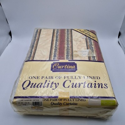 Vintage Curtina komplett gefütterte Blandford Vorhänge Paar - 223 cm x 228 cm - neu VERSIEGELT