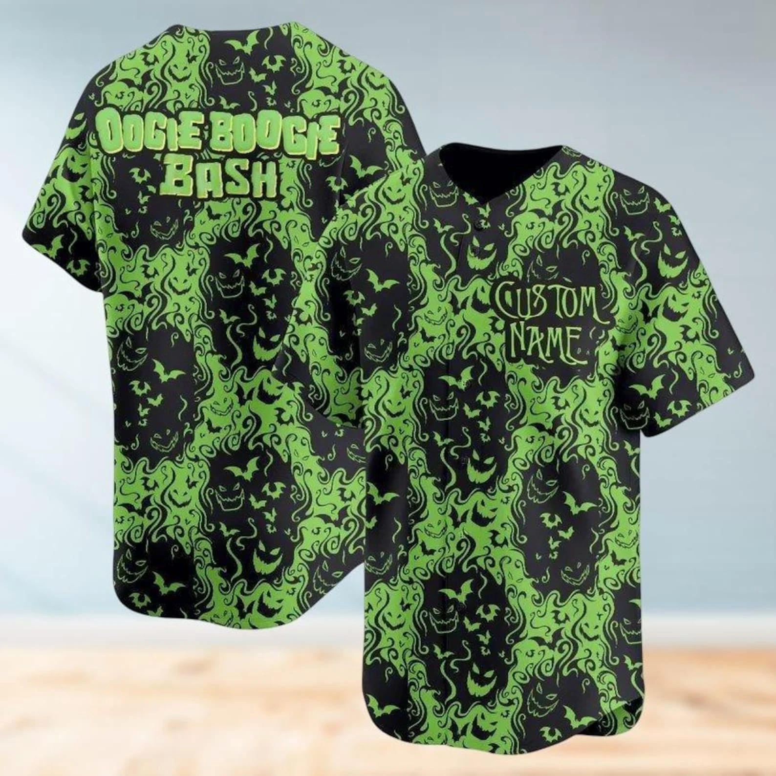 Personalized Oogie Boogie Bash Halloween Black Green Baseball Jersey Shirt