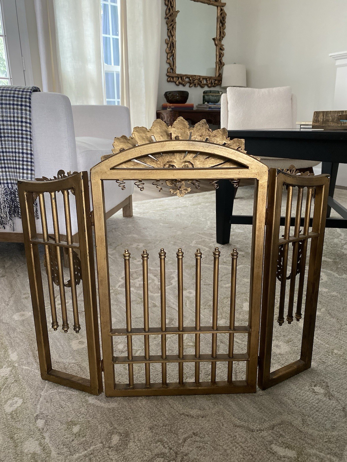 Vintage French Style Iron Fireplace Screen