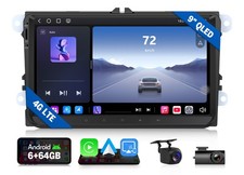 VWX6S2 9" QLED 6 64 Android 13 Car Stereo CarPlay Navigation for VW Golf MK5 MK6