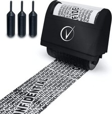 Identity Theft Protection Roller Stamp with 3 Ink Refill for Security