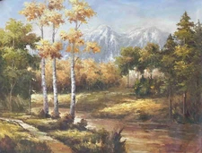 Original Oil Painting For Sale - Valley View 36" x 48" - Landscape Artwork