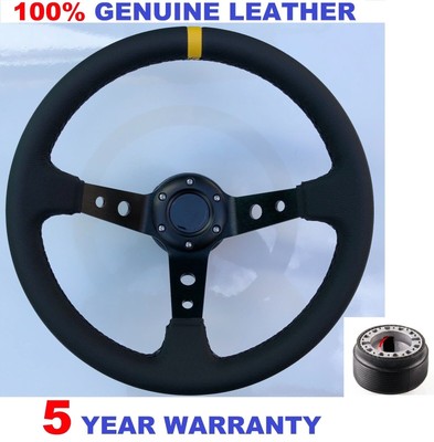 Echtleder Drift Rallye Sportssteering Rad & Boss Set Für BMW E36 Schwarz