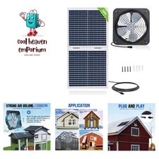 25W Solar Powered Attic Ventilator Gable Roof Vent Fan with 30W Foldable Pane...