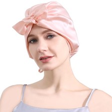 100 Mulberry Silk Bonnet for Sleeping Women, 22 Momme One Size, Pink-hd