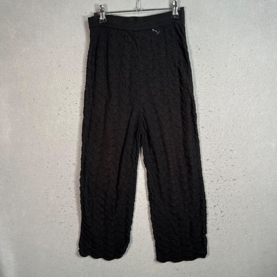 Mozh Mozh Black Textured Cotton Straight Leg Pants Womens Size Medium