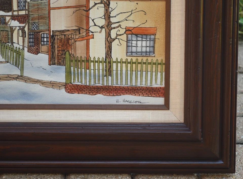 Vintage Hargrove Serigraph Painting Town Landscape Street Scene Winter - Image 3 of 4