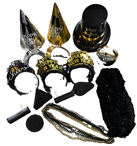 Happy New Year Party Favors Lot: Hats, Headbands, Bead Necklaces