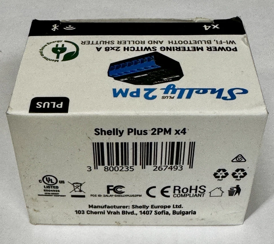 4X Shelly Plus 2PM Power Metering Switch 2x8 A WI-FI, Bluetooth & Roller Shutter - Image 4 of 4