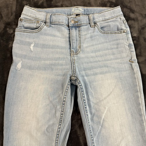 Art Class Skinny Distressed Denim Light Blue Jeans Snap&Zip Adj Waist Girls 12 - Picture 3 of 22