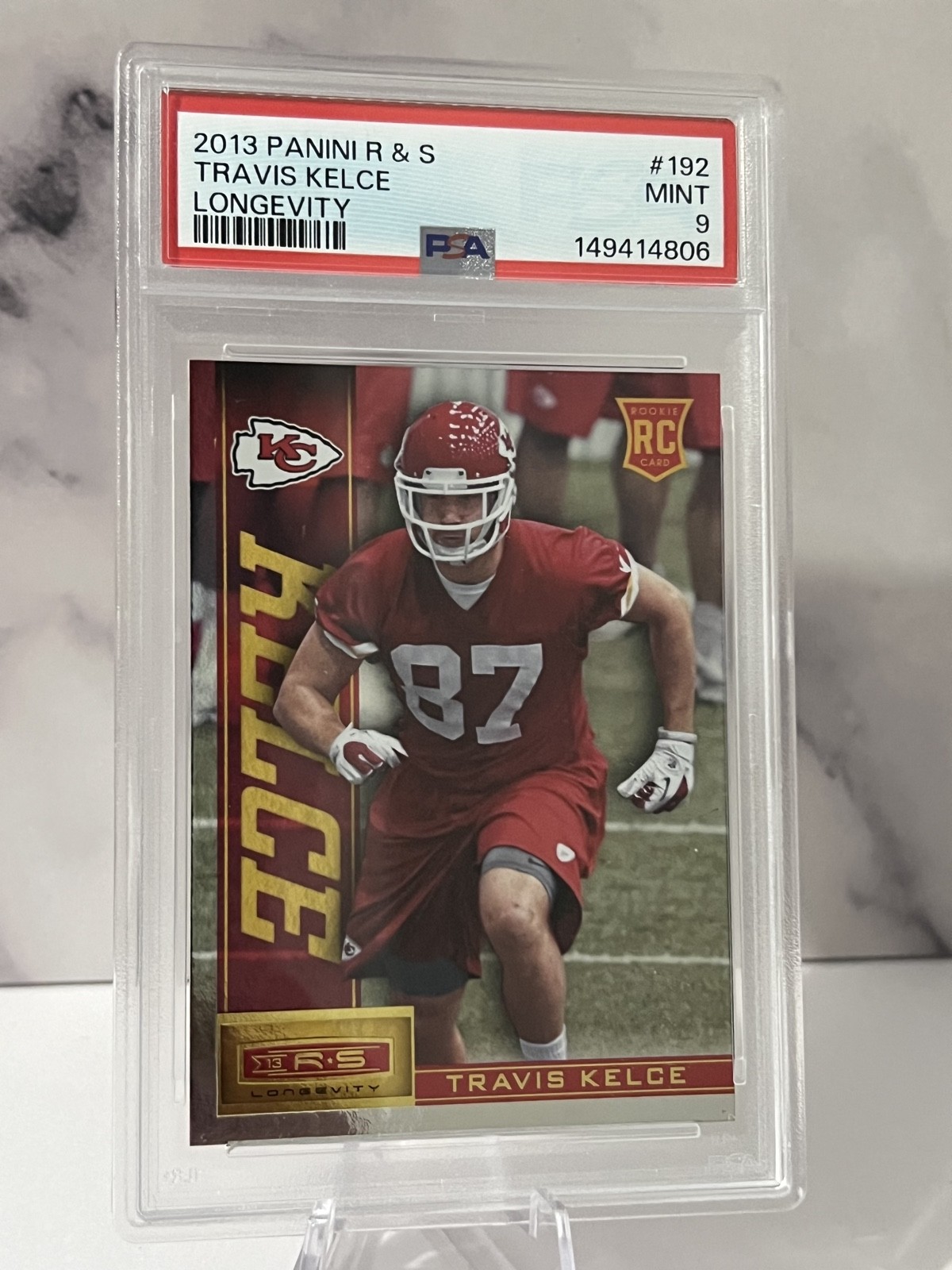 2013 Panini Rookies & Stars Longevity - Rookie Travis Kelce #192 (RC) PSA 9