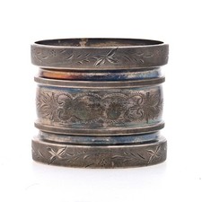 Sterling Silver Victorian Floral Vine Napkin Ring - 925 Monogrammed Antique