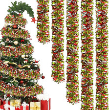 50 Ft Christmas Tinsel Garland Lime Green Red Silver Metallic Xmas Decor