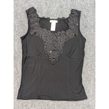 Whimsigoth y2k Babydoll Black Lace Tank Top Witchy Coquette Dainty Size Small
