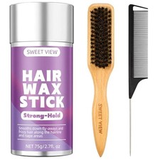 Hair Wax Stick Boar Bristle Slick Back Hair Brush for Tames Flyaways,