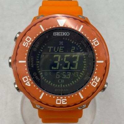 SEIKO PROSPEX BEAMS ソーラー腕時計 Seiko Prospex x BEAMS Tuna Solar Diver Orange Dual Time Watch