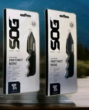 TWO SOG INSTINCT MINI EDC Tactical Full Tang Fixed Blade G10 Knife Nylon Sheath