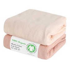 Baby Organic Fitted Crib Sheets 2 Pack 100 Organic B- Cream  Muted Pink