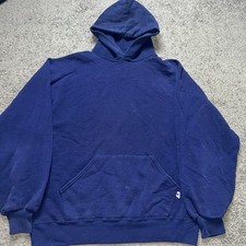 Vtg Russell Athletic Hoodie Size Large Navy Pullover Kangaroo Pocket Made in USA