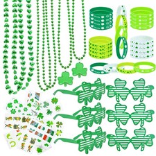 96Pcs St. Patricks Day Party Favors Set Shamrock Glasses Necklaces Bracelets ...